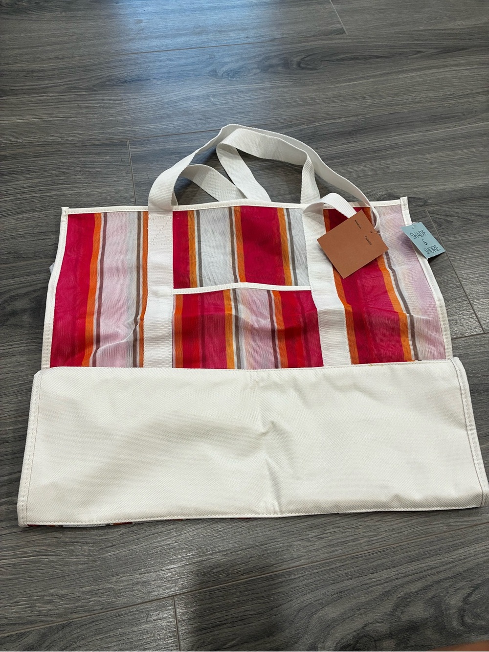 Shade & Shore Striped Pink, Red & Orange Tote
